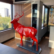 Mekwork Metal Geyik - 3d Handmade Deer - 180 Cm Kırmızı