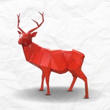 Mekwork Metal Geyik - 3d Handmade Deer - 180 Cm Kırmızı