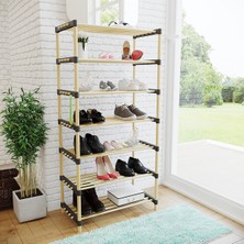Seowood Ahşap 7 Katlı Ayakkabılık Çok Amaçlı Modüler Raf  57 cm Genişlik
