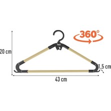 Seowood Ahşap 12'li Döner Başlıklı Elbise Askısı 43 cm Genişlik
