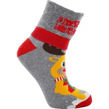 Dode Flora Kadın Pamuk Havlu Yavru Geyik Desenli Yılbaşı Çorabı