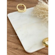 Gemboss Doğal Mermer Gold Kulplu Tepsi 30X20 cm