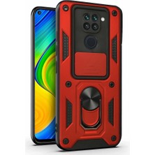 Apsuwa Xiaomi Redmi Note 9 Kılıf Yüzüklü Standlı Kamera Korumalı Pars + Ekran Koruyucu