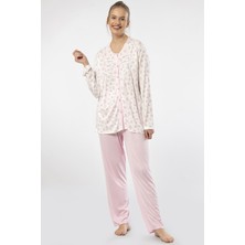 Türen Kadın Empirme Düğmeli Battal Uzun Kollu Pijama Takım