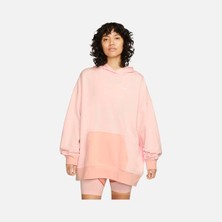 Nike Sportswear Swoosh Fleece Hoodie SS22 Kadın Oversize Sweatshirt - Pembe (Geniş Kalıptır) DM6201-611