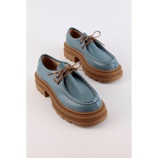 Nilufarr Gabriel Mavi Hakiki Deri Kadın Loafer