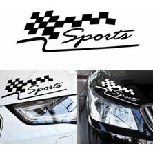 KDM Oto Aksesuar 2 Adet Sports Far Üstü Veya Kaporta Sticker - Sağ ve Sol 30X10 cm Siyah