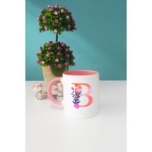 Hedizu Özel Tasarım B Harfli Kupa Bardak Pembe