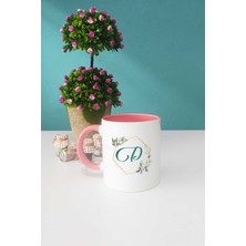 Çiçekli D Harfli Kupa Bardak Pembe