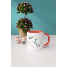 Hedizu Çiçekli Z Harfli Kupa Bardak Turuncu