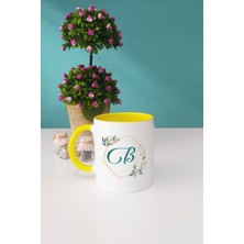 Çiçekli B Harfli Kupa Bardak Sarı