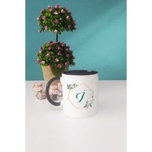 Hedizu Çiçekli I Harfli Kupa Bardak Siyah