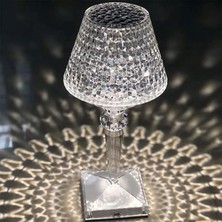 Bilger Şarjlı Kristal LED Lamba- Ledli Masa Üstü Gece Lambası - Dokunmatik Sihirli Lamba - 3 Renk - 27*9cm