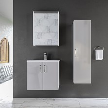 Trio Modül Asmira Banyo Dolabı - 60 cm - 3'lü Set - Açık Gri