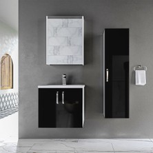 Trio Modül Asmira Banyo Dolabı - 60 cm - 3'lü Set - Siyah