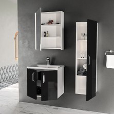 Trio Modül Asmira Banyo Dolabı - 60 cm - 3'lü Set - Siyah