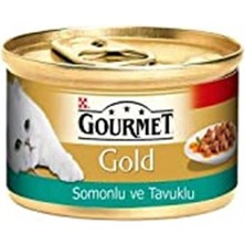 Purina Gourmet Gold Parça Etli Soslu Somon & Tavuk Etli Kedi Konserversi 85GR 24LÜ