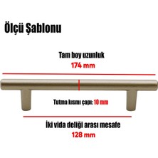 Badem10 Gül Boylu Mobilya Mutfak Çekmece Dolap Dolabı Kapak Kulpu Kulbu 128 mm Metal Saten Kulpları