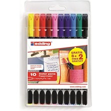 Edding 1200 Ince Uçlu Keçeli Kalem, 10'lu Set, Yuvarlak Uç, 1 Mm, Çok Renkli