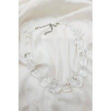 Petek Aksesuar Şeffaf Büyük Kristal Tasarım Kolye