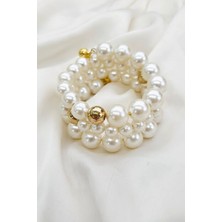 Petek Aksesuar Inci Gold Top Tasarım Dolamalı Bileklik