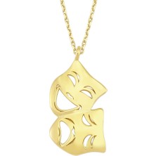 Altın Sepeti Altın Tiyatro Maskesi Kolye