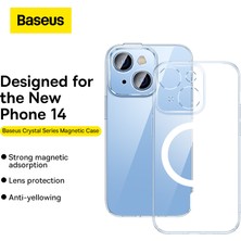 Baseus Ip 14 Plus 6.7 Crystal Manyetik Telefon Kılıfı ve Temperli Cam Şeffaf- (Magsafe Arka Kapak ve Temperli Cam)