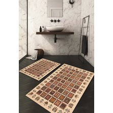 Napoli Home Dijital Baskılı Kaymaz Taban Yıkanabilir 2'li Klozet Takımı Banyo Paspası NDKZ-HT-648