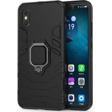 Microcase Xiaomi Mi 8 Pro Batman Serisi Yüzük Standlı Armor Kılıf - Siyah