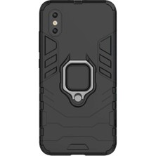 Microcase Xiaomi Mi 8 Pro Batman Serisi Yüzük Standlı Armor Kılıf - Siyah