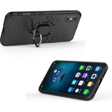 Microcase Xiaomi Mi 8 Pro Batman Serisi Yüzük Standlı Armor Kılıf - Siyah