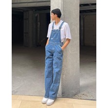 Bpm Ragged Baggy Fit Kot Tulum Salopet Mavi