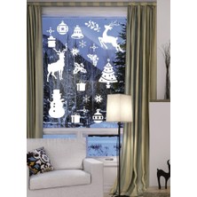 Lizpo Decor Happy New Year Temalı Vitrin Cam Sticker Dekorasyon 65 x 55 Beyaz