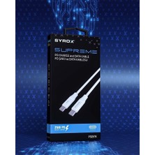 Syrox PD25TK Type-C To Type-C Pd 25W Hızlı Data/şarj Kablosu 1mt Beyaz Renkte