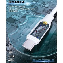 Syrox PD25TK Type-C To Type-C Pd 25W Hızlı Data/şarj Kablosu 1mt Beyaz Renkte