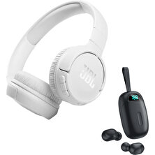 Jbl Uyumlu Tune 510BT Beyaz Kulak Üstü Kulaklık ve Jbl Tws 530 Bluetooth ve Dokunmatik Kablosuz Kulaklık