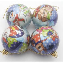 Be Beauty 4 Adet 60 mm Mavi Renkte Plastik Renkli Yılbaşı Topu