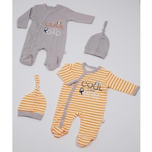 to Cosmos Cool Like Dad + Mom Baskılı  4'lü Set 2 Tulum + 2 Şapka 0-3 Ay