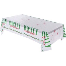 Pandoli Merry Christmas Yazılı Kar Tanesi Temalı Yılbaşı Masa Örtüsü 180 x 120 cm