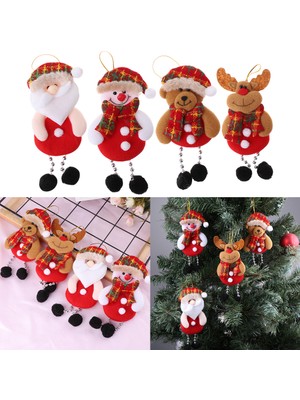 Caichi 4pcs/set Noel Peluş Asılı Bebekler Sevimli Karikatür Noel Baba Kardan Adam Elk Ayı Çok Renkli (Yurt Dışından)