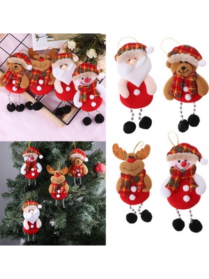 Caichi 4pcs/set Noel Peluş Asılı Bebekler Sevimli Karikatür Noel Baba Kardan Adam Elk Ayı Çok Renkli (Yurt Dışından)