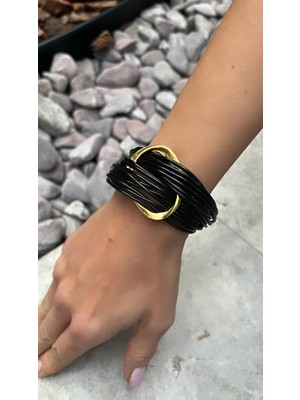 Kutcha Accessories Tasarım Siyah Kolye Bileklik Seti