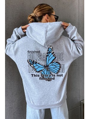 Unisex Kelebek Sırt Baskılı Sweatshirt