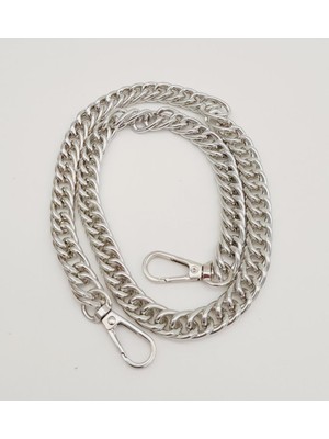 Angel Çanta Aksesuar 60 cm Gümüş Renk Kancalı Çift Halkalı Çanta Zinciri