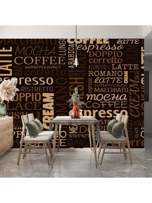 Dekoros Dekoros tek Parça Kafe Kahve Mottolu Yazılı Duvar Kağıdı