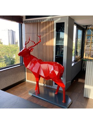 Mekwork Metal Geyik - 3d Handmade Deer - 180 Cm Kırmızı