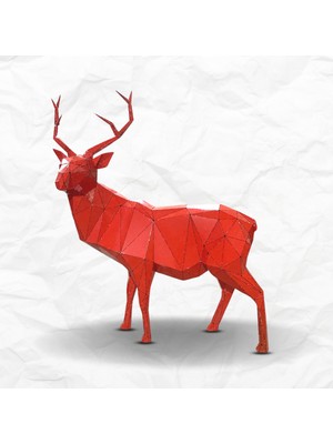 Mekwork Metal Geyik - 3d Handmade Deer - 180 Cm Kırmızı