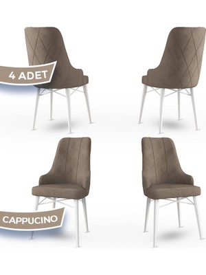 Neta Serisi, 1.sınıf Babyface Kumaş, Beyaz Gürgen Ayak, 4 Adet Yemek Odası Sandalyesi