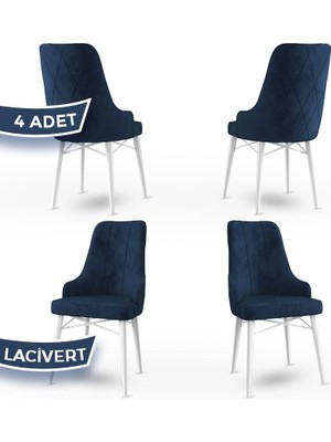 Neta Serisi, 1.sınıf Babyface Kumaş, Beyaz Gürgen Ayak, 4 Adet Yemek Odası Sandalyesi