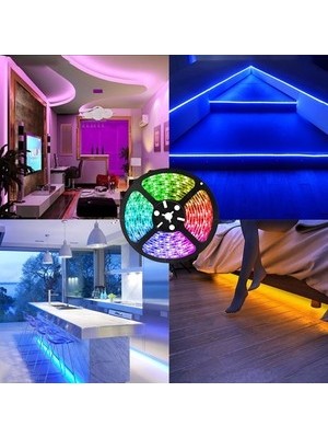 Zmc Elektrik Led Animasyonlu Tak Çalıştır Kumandalı Trafolu Rgb Şerit Işık Aydınlatma 5 Metre Şşr